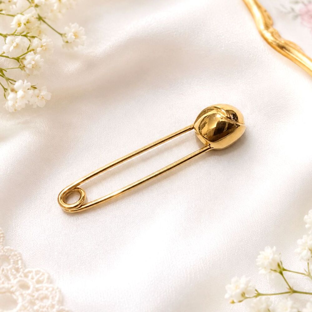 Vintage Monet Gold Tone Safety Pin Kilt Pin Brooch Signed 1.625 Inch